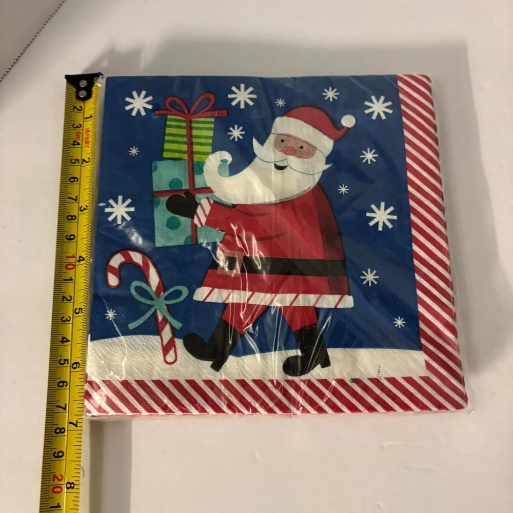 Christmas Napkins 60ct Santa Holly Jolly Poinsettia Holiday Party Table